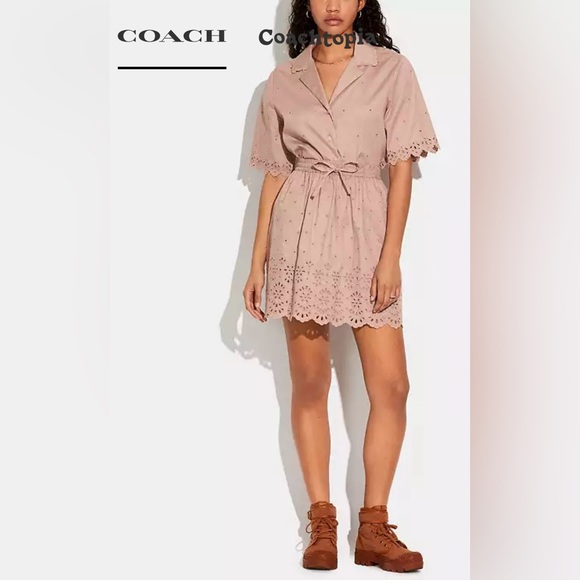 NWT Broderie Anglaise Mini Skirt Organic Cotton Size 6 Coach Light Pink - Picture 2 of 14